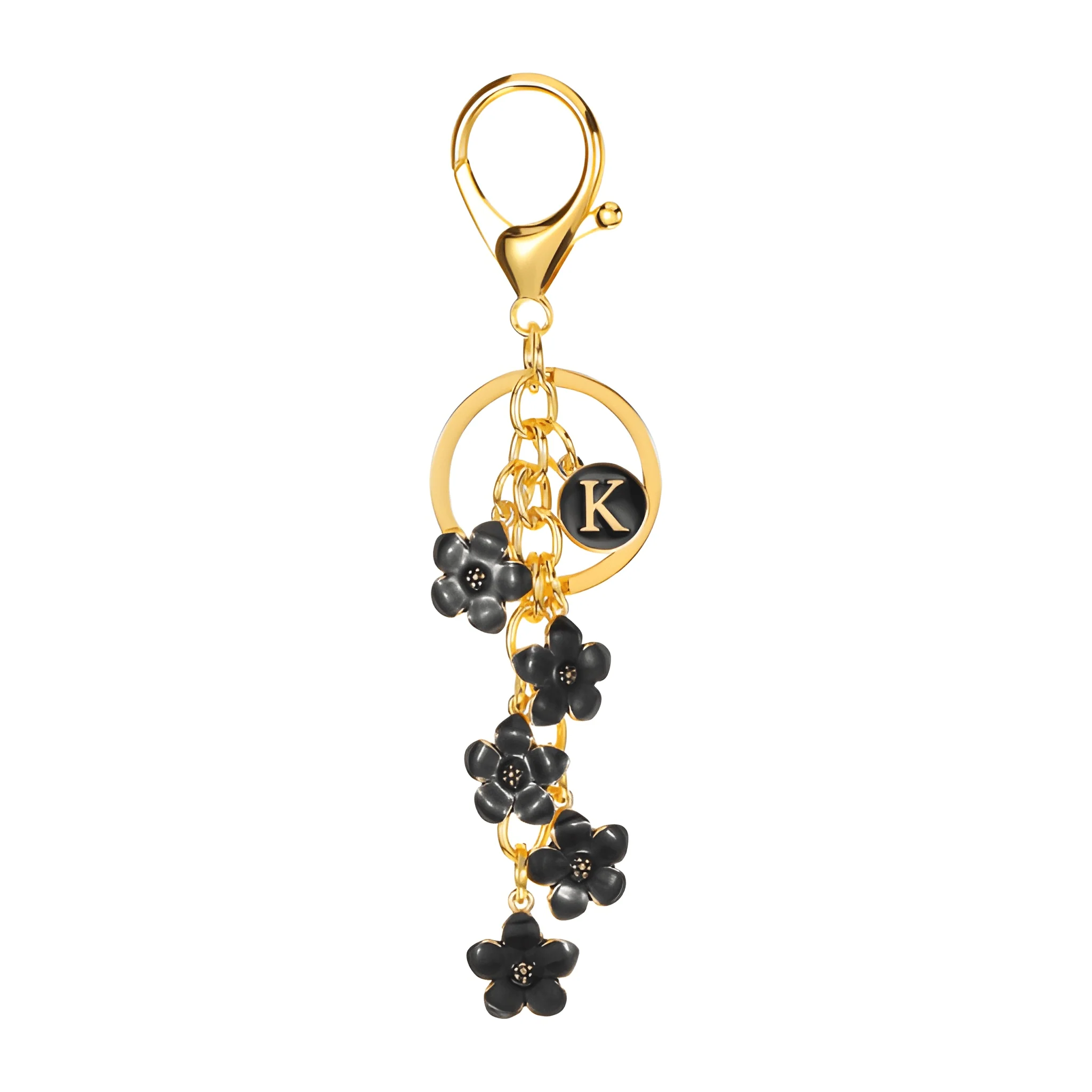 Daisy Flower Initial Letter - Bag Charm (Black) - Image 11