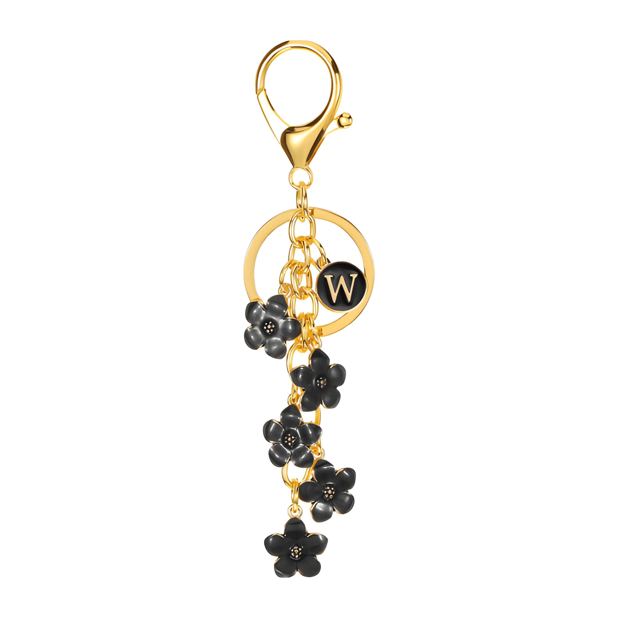 Daisy Flower Initial Letter - Bag Charm (Black) - Image 23
