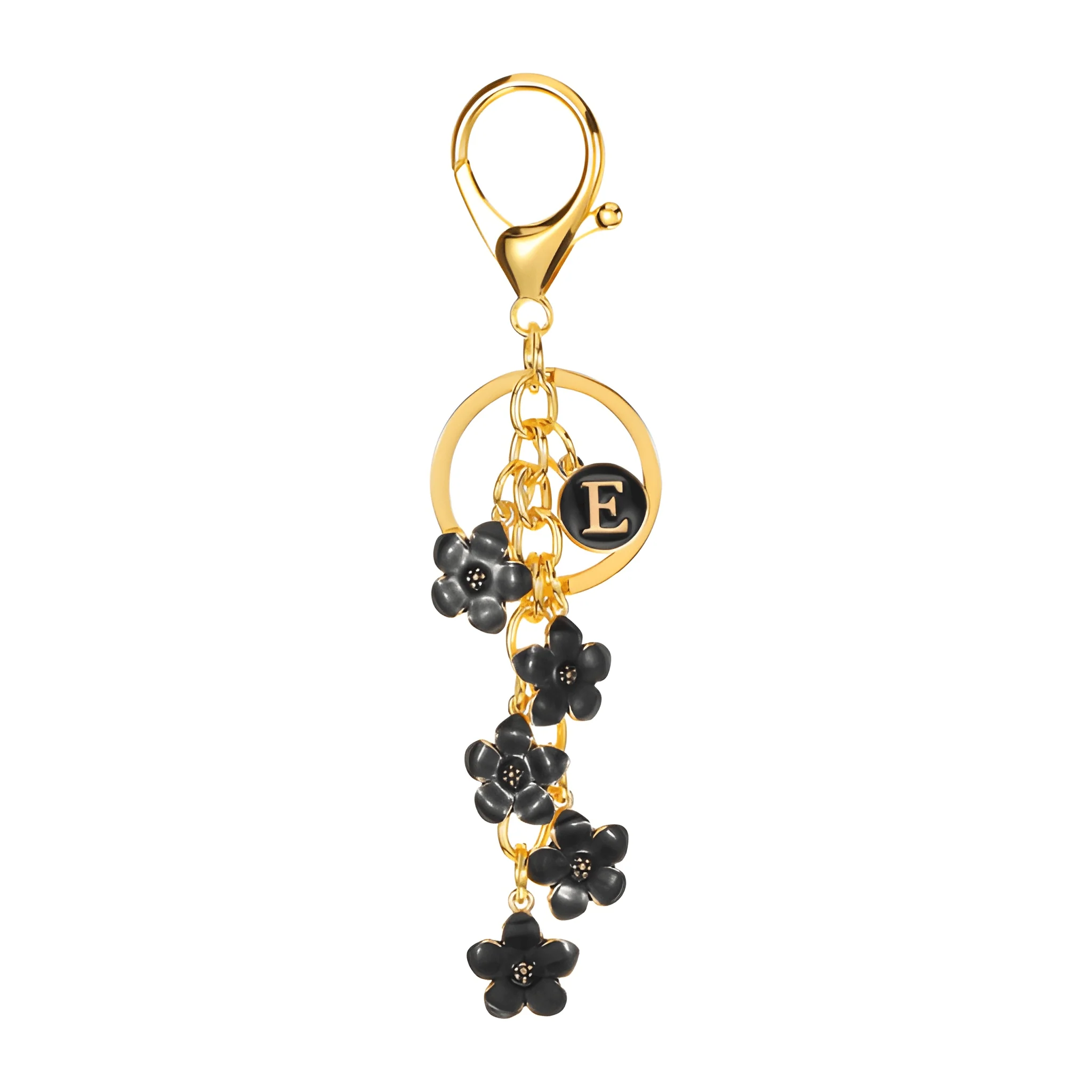 Daisy Flower Initial Letter - Bag Charm (Black) - Image 5